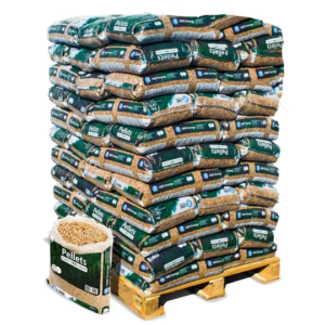 Palete de pellets 77 sacos x 15 kg de pellets de madeira
